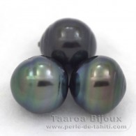 Lote de 3 Perlas de Tahiti Anilladas D de 13 a 13.3 mm
