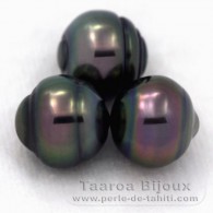 Lote de 3 Perlas de Tahiti Anilladas C de 10.1 a 10.2 mm