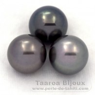 Lote de 3 Perlas de Tahiti Redondas C de 11.6 a 11.9 mm