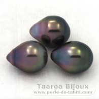 Lote de 3 Perlas de Tahiti Semi-Barrocas B de 9.3 a 9.5 mm