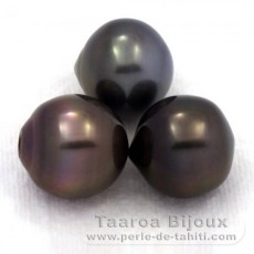 Lote de 3 Perlas de Tahiti Semi-Barrocas C de 13.7 a 13.9 mm