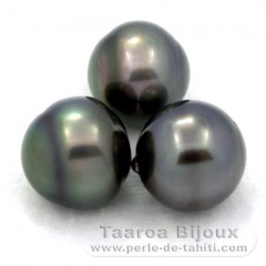 Lote de 3 Perlas de Tahiti Anilladas C de 12.6 a 12.9 mm