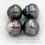 Lote de 4 Perlas de Tahiti Anilladas C de 9.5 a 9.7 mm