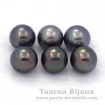 Lote de 6 Perlas de Tahiti Redondas C de 8.5 a 8.8 mm