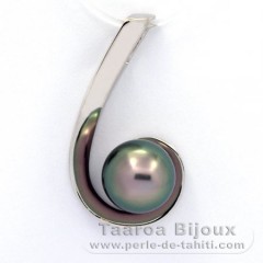 Colgante de Plata y 1 Perla de Tahiti Semi-Barroca B 9.6 mm