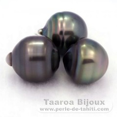 Lote de 3 Perlas de Tahiti Anilladas C de 12.6 a 12.9 mm