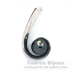 Colgante de Plata y 1 Perla de Tahiti Semi-Redonda C 8.4 mm