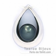 Colgante de Plata y 1 Perla de Tahiti Redonda C 8.5 mm