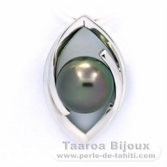 Colgante de Plata y 1 Perla de Tahiti Redonda C 9.1 mm