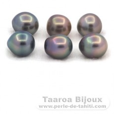 Lote de 6 Perlas de Tahiti Semi-Barrocas B de 9.5 a 9.8 mm