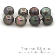 Lote de 8 Perlas de Tahiti Semi-Barrocas C de 8.5 a 8.9 mm