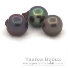 Lote de 3 Perlas de Tahiti Semi-Barrocas B de 9 a 9.2 mm