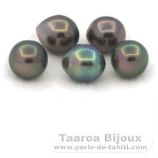 Lote de 5 Perlas de Tahiti Semi-Barrocas C de 9 a 9.4 mm