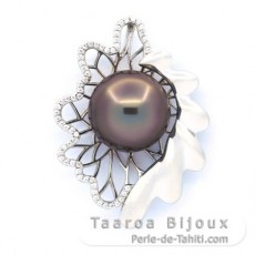 Colgante de Plata y 1 Perla de Tahiti Semi-Barroca C 12.6 mm