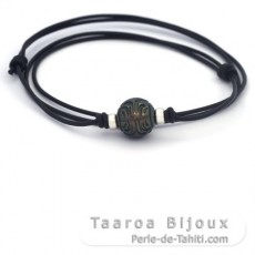 Collar de Cuero y 1 Perla de Tahiti Grabada 12.4 mm