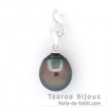 Colgante de Plata y 1 Perla de Tahiti Anillada C 12.2 mm