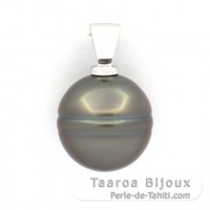 Colgante de Plata y 1 Perla de Tahiti Anillada C 13.1 mm
