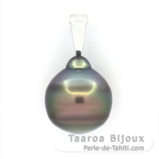 Colgante de Plata y 1 Perla de Tahiti Anillada B 13.6 mm