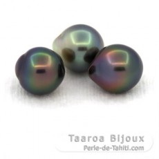 Lote de 3 Perlas de Tahiti Semi-Barrocas B de 9.5 a 9.7 mm