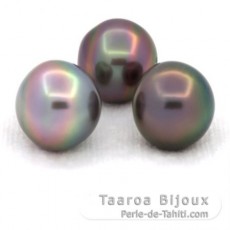 Lote de 3 Perlas de Tahiti Semi-Barrocas C de 11.7 a 12.2 mm