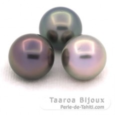 Lote de 3 Perlas de Tahiti Redondas C de 12 mm
