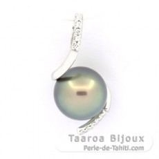 Colgante de Plata y 1 Perla de Tahiti Redonda C 9.3 mm