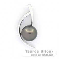 Colgante de Plata y 1 Perla de Tahiti Redonda C 8.4 mm