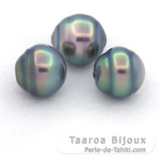Lote de 3 Perlas de Tahiti Anilladas C de 10.4 a 10.6 mm