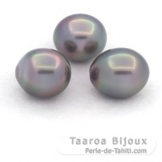 Lote de 3 Perlas de Tahiti Semi-Barrocas B de 10.6 a 10.9 mm