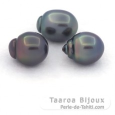 Lote de 3 Perlas de Tahiti Semi-Barrocas B de 10.5 a 10.7 mm