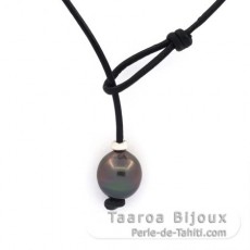 Collar de Cuero y 1 Perla de Tahiti Semi-Barroca C 11.5 mm