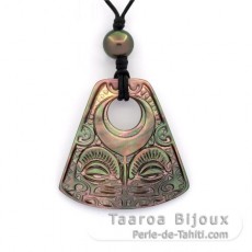 Collar de Cuero y 1 Perla de Tahiti Rodonda  C 9.7 mm