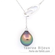 Collar de Plata y 1 Perla de Tahiti Semi-Barroca B+ 9.9 mm