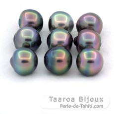Lote de 9 Perlas de Tahiti Semi-Barrocas B+ de 9.5 a 9.8 mm