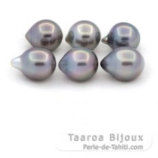 Lote de 6 Perlas de Tahiti Semi-Barrocas C de 9.5 a 9.8 mm