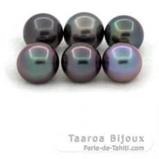 Lote de 6 Perlas de Tahiti Semi-Redondas C de 9 a 9.4 mm