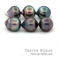 Lote de 6 Perlas de Tahiti Anilladas B/C de 10.5 a 10.9 mm