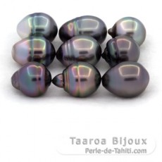 Lote de 9 Perlas de Tahiti Anilladas C de 10.5 a 10.9 mm