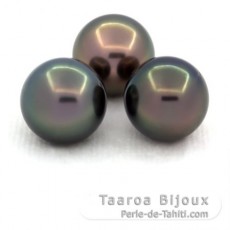 Lote de 3 Perlas de Tahiti Redondas C de 11 a 11.2 mm