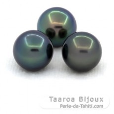 Lote de 3 Perlas de Tahiti Redondas C de 10 a 10.2 mm