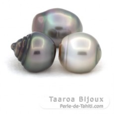 Lote de 3 Perlas de Tahiti Anilladas C de 10.6 a 10.8 mm
