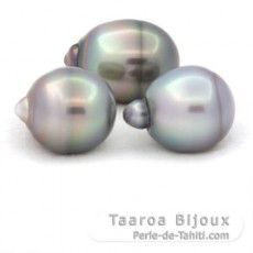 Lote de 3 Perlas de Tahiti Anilladas B/C de 12.1 a 12.2 mm