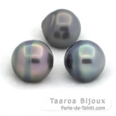 Lote de 3 Perlas de Tahiti Anilladas C de 12.4 mm
