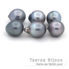 Lote de 6 Perlas de Tahiti Semi-Barrocas B de 11.1 a 11.4 mm