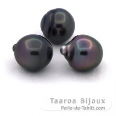 Lote de 3 Perlas de Tahiti Semi-Barrocas B de 10.7 a 10.8 mm