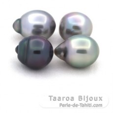 Lote de 4 Perlas de Tahiti Semi-Barrocas B/C de 10.5 a 10.7 mm