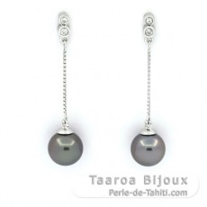 Aretes de Plata y 2 Perlas de Tahiti Redondas C 7.9 mm