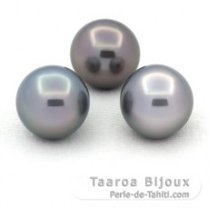 Lote de 3 Perlas de Tahiti Redondas C de 11.1 a 11.2 mm