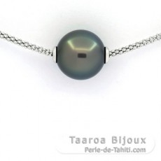 Collar de Plata y 1 Perla de Tahiti Redonda B/C 12.6 mm
