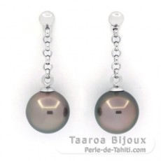 Aretes de Plata y 2 Perlas de Tahiti Redondas C 8.6 mm